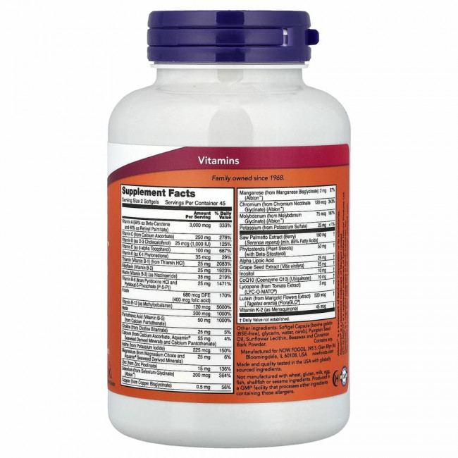 NOW Foods, ADAM, эффективные мультивитамины для мужчин, 90 капсул NOW Foods, ADAM, эффективные мультивитамины для мужчин, 90 капсул