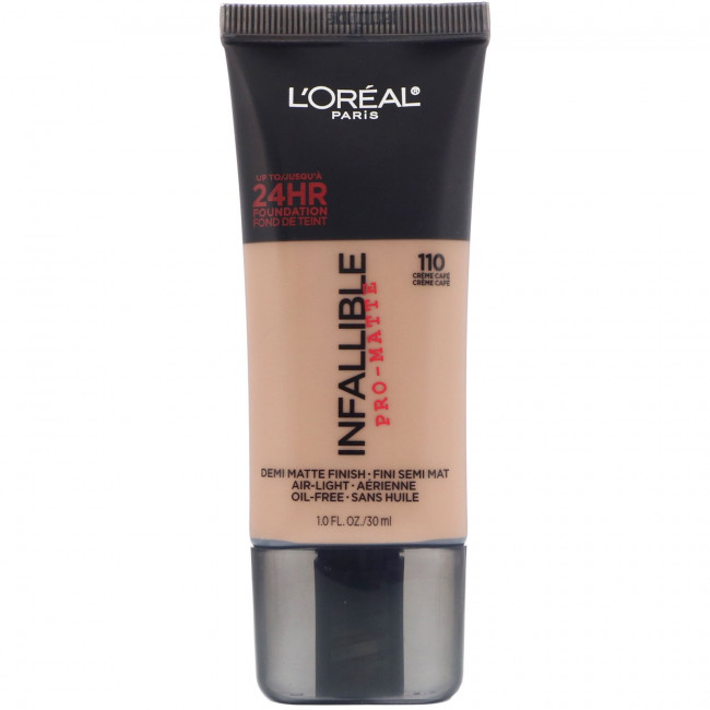 L'Oreal, Тональная основа Infallible Pro-Matte, оттенок кремовый коричневый 110, 30 мл