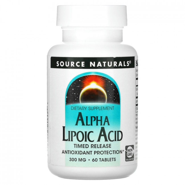 Source Naturals, альфа-липоевая кислота, медленное высвобождение, 300 мг, 60 таблеток Source Naturals, альфа-липоевая кислота, медленное высвобождение, 300 мг, 60 таблеток