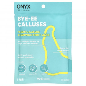 Onyx Professional, Bye-EE Calluses, отшелушивающая маска для ног от мозолей, 1 пара