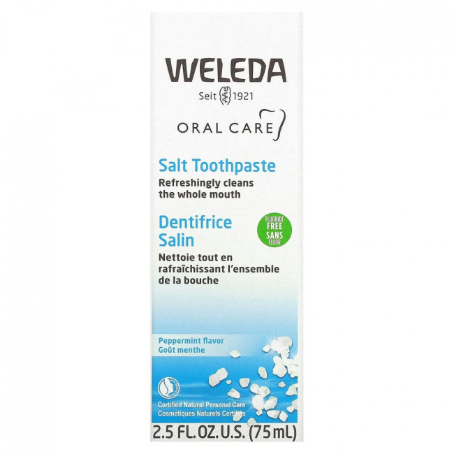 Weleda, Oral Care, солевая зубная паста, без фторидов, со вкусом перечной мяты, 75 мл (2,5 жидк. унции)