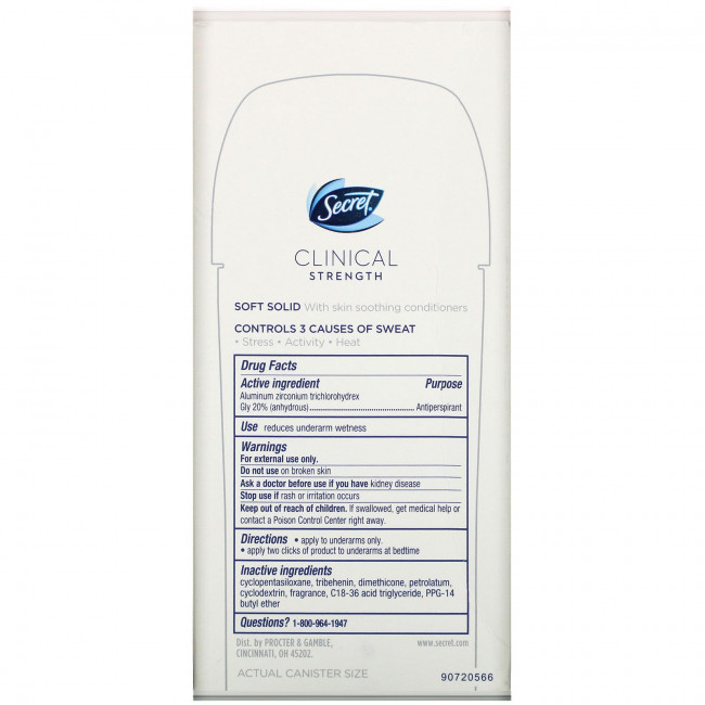 Secret, Clinical Strength, антиперспирант / дезодорант, мягкое вещество, Sport Fresh, 73 г (2,6 унции)