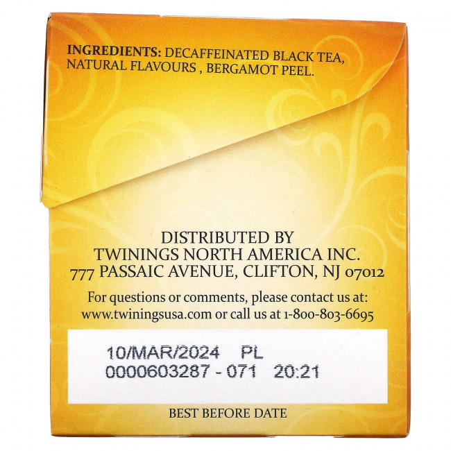 Twinings, Черный чай Earl Grey, без кофеина, 20 чайных пакетиков, 35 г (1,23 унции) Twinings, Черный чай Earl Grey, без кофеина, 20 чайных пакетиков, 35 г (1,23 унции)