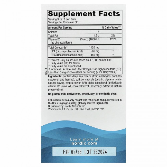 Nordic Naturals, Ultimate Omega 2X с витамином D3, лимон, 60 мягких мини-таблеток Nordic Naturals, Ultimate Omega 2X с витамином D3, лимон, 60 мягких мини-таблеток