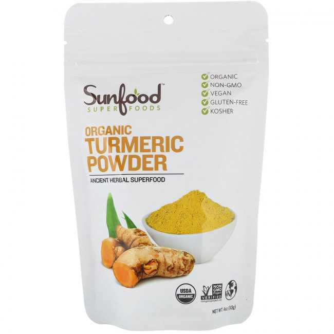 Sunfood, Органическая куркума в порошке, 113 г (4 унции) Sunfood, Органическая куркума в порошке, 113 г (4 унции)