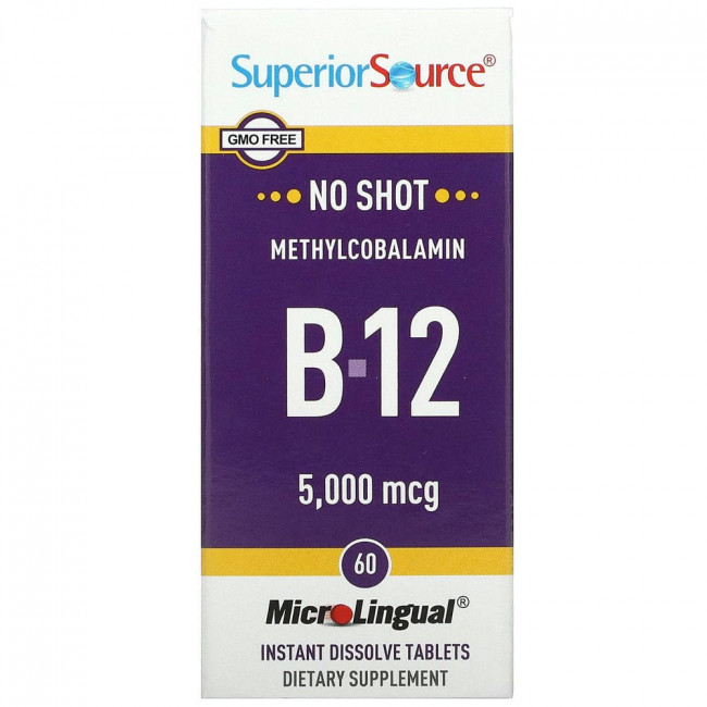 Superior Source, метилкобаламин B12, 5000 мкг, 60 быстрорастворимых таблеток MicroLingual Superior Source, метилкобаламин B12, 5000 мкг, 60 быстрорастворимых таблеток MicroLingual