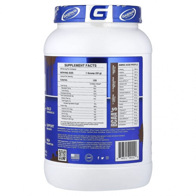 Gaspari Nutrition, Proven Blend, смесь протеинов из разных источников, со вкусом двойного шоколада, 896 г (2 фунта)