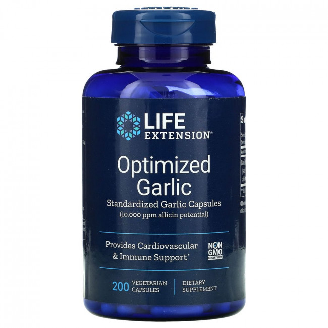 Life Extension, оптимизированный экстракт чеснока, стандартизированные капсулы с чесноком, 200 вегетарианских капсул Life Extension, оптимизированный экстракт чеснока, стандартизированные капсулы с чесноком, 200 вегетарианских капсул