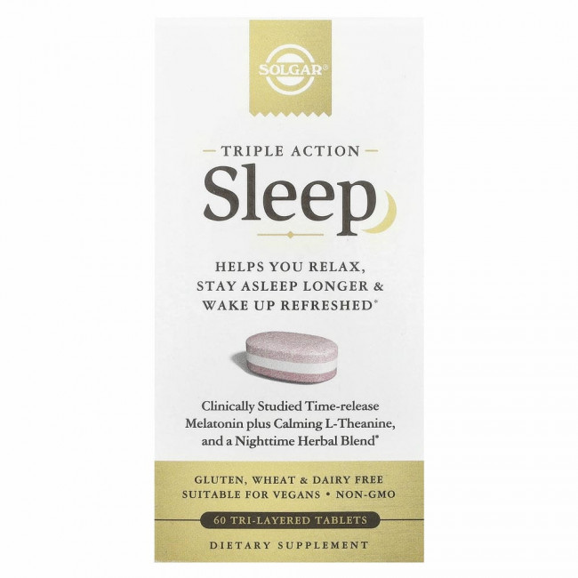 Solgar, Sleep, тройного действия, 60 трехслойных таблеток Solgar, Sleep, тройного действия, 60 трехслойных таблеток