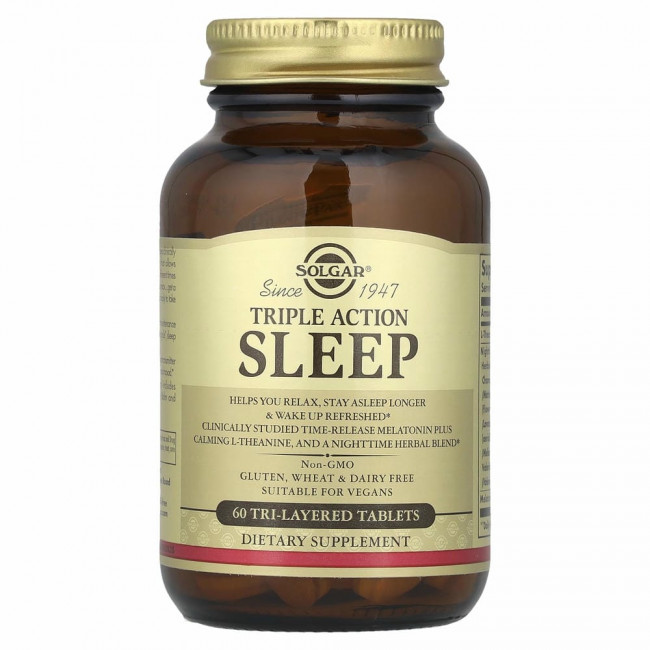 Solgar, Sleep, тройного действия, 60 трехслойных таблеток Solgar, Sleep, тройного действия, 60 трехслойных таблеток