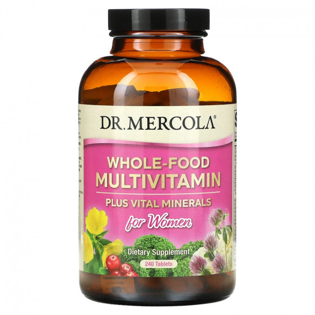 Dr. Mercola, Мультивитамины из цельных продуктов плюс необходимые микроэлементы для женщин, 240 таблеток Dr. Mercola, Мультивитамины из цельных продуктов плюс необходимые микроэлементы для женщин, 240 таблеток