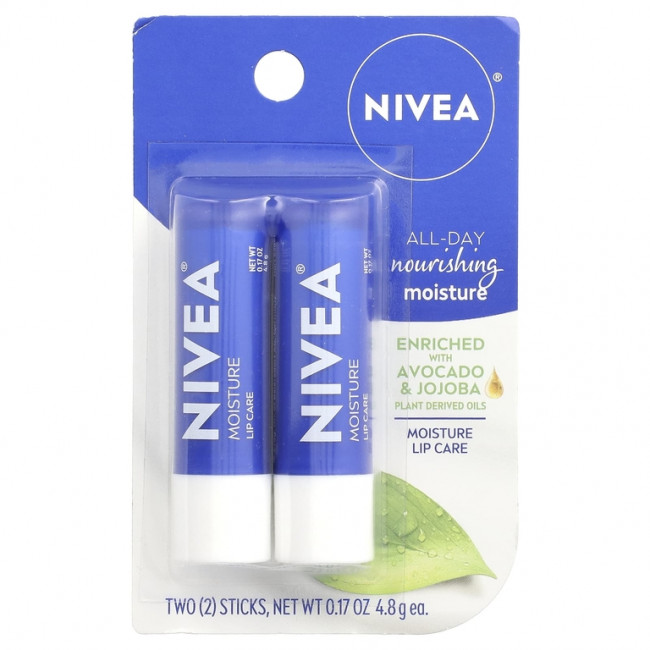 Nivea, Увлажняющее средство для губ, 2 стика, по 4,8 г (0,17 унции) Nivea, Увлажняющее средство для губ, 2 стика, по 4,8 г (0,17 унции)
