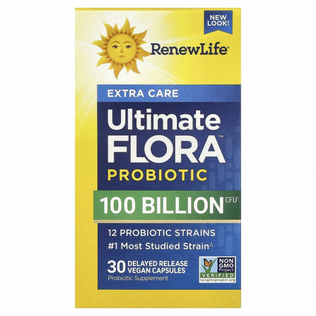 Renew Life, Ultimate Flora, пробиотик Ultimate Care, 100 млрд живых культур, 30 вегетарианских капсул Renew Life, Ultimate Flora, пробиотик Ultimate Care, 100 млрд живых культур, 30 вегетарианских капсул