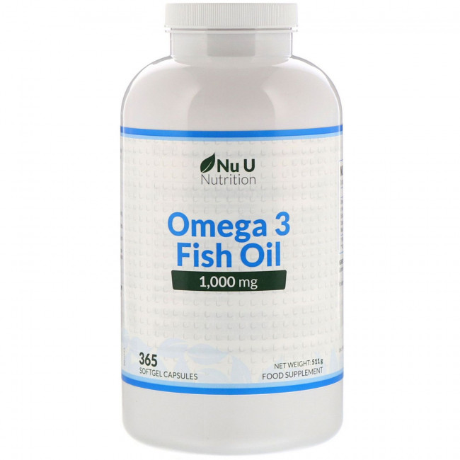 Nu U Nutrition, рыбий жир с омега-3, 1000 мг, 365 капсул Nu U Nutrition, рыбий жир с омега-3, 1000 мг, 365 капсул