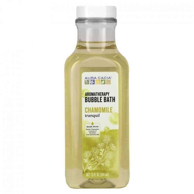 Aura Cacia, Ароматерапевтическая пена для ванны, успокаивающая ромашка, 13 жидких унций (384 мл) Aura Cacia, Ароматерапевтическая пена для ванны, успокаивающая ромашка, 13 жидких унций (384 мл)
