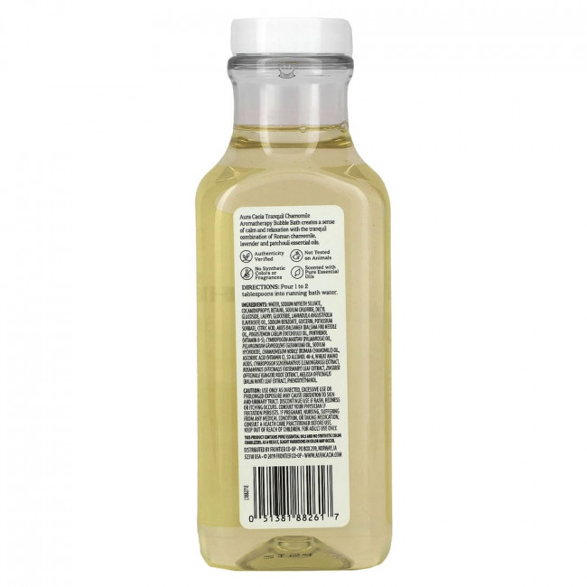 Aura Cacia, Ароматерапевтическая пена для ванны, успокаивающая ромашка, 13 жидких унций (384 мл) Aura Cacia, Ароматерапевтическая пена для ванны, успокаивающая ромашка, 13 жидких унций (384 мл)