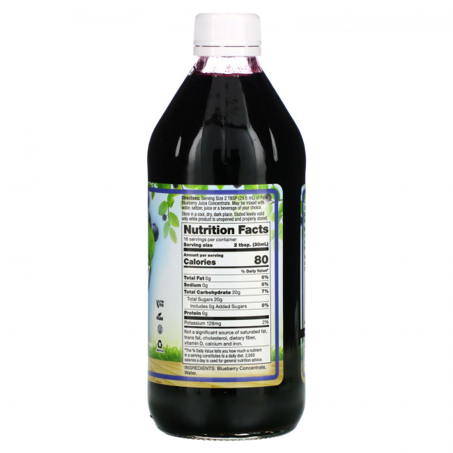 Dynamic Health Laboratories, Чистая черника, 100% концентрат сока, без сахара, 16 жидких унций (473 мл)