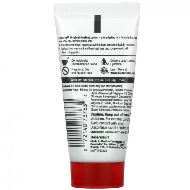 Eucerin, Original Healing Lotion, без отдушек, 30 мл (1 жидк. Унция) Eucerin, Original Healing Lotion, без отдушек, 30 мл (1 жидк. Унция)