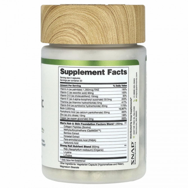 Snap Supplements, Hairtonic, формула для роста волос и бороды, 60 капсул