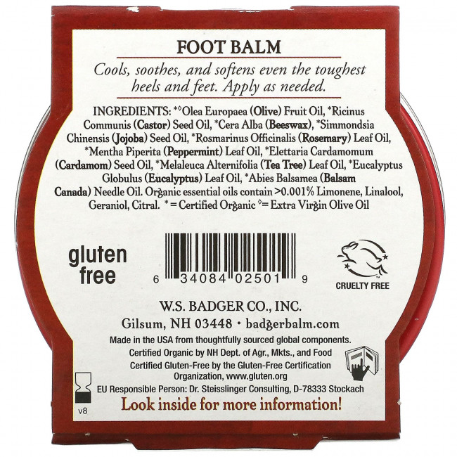 Badger Company, бальзам для ног, перечная мята и чайное дерево, 56 г (2 унции) Badger Company, бальзам для ног, перечная мята и чайное дерево, 56 г (2 унции)