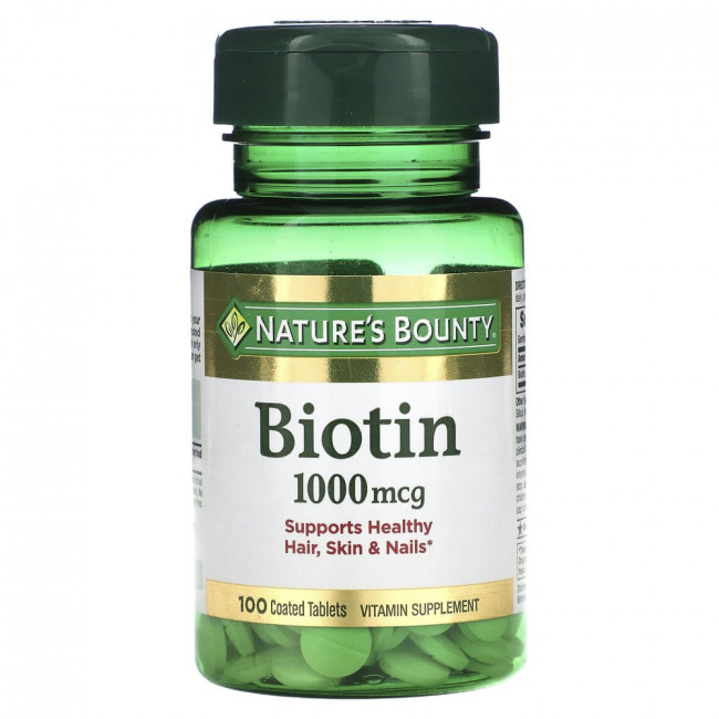 Nature's Bounty, Биотин, 1000 мкг, 100 таблеток с оболочкой