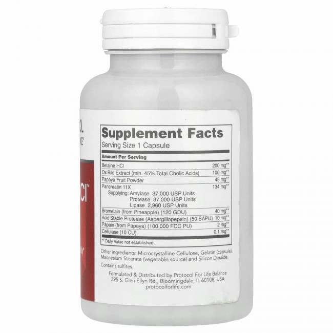 Protocol for Life Balance, Enzymes-HCI, 120 капсул Protocol for Life Balance, Enzymes-HCI, 120 капсул