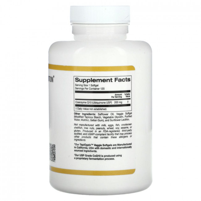 California Gold Nutrition, коэнзим Q10, 200 мг, 120 растительных капсул