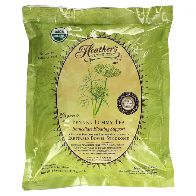 Heather's Tummy Care, Tummy Teas, органический чай с фенхелем, без кофеина, 453 г (16 унций)
