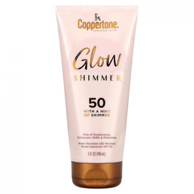 Coppertone, Glow, Shimmer, солнцезащитный лосьон, SPF 50, 148 мл (5 жидк. Унций)