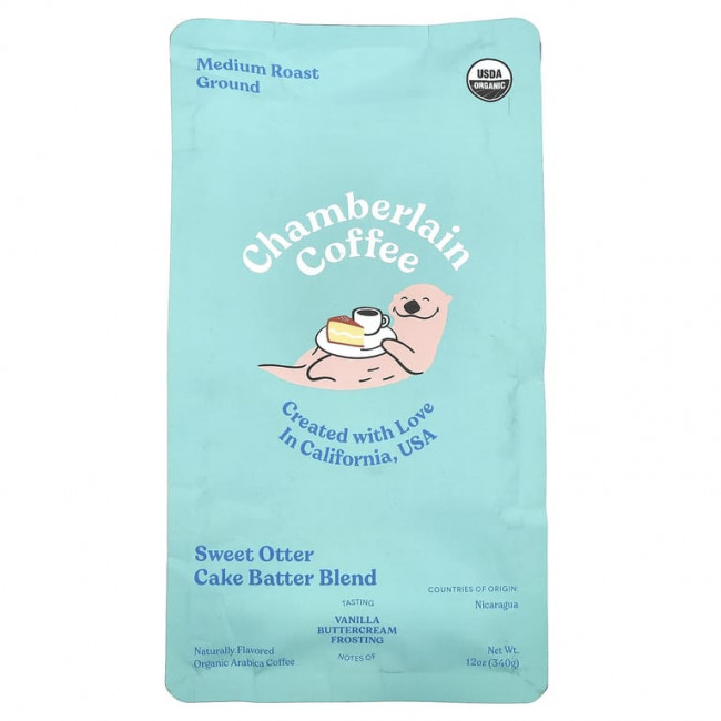 Chamberlain Coffee, Смесь теста для торта «Сладкая выдра», молотый, средней обжарки, 340 г (12 унций) Chamberlain Coffee, Смесь теста для торта «Сладкая выдра», молотый, средней обжарки, 340 г (12 унций)