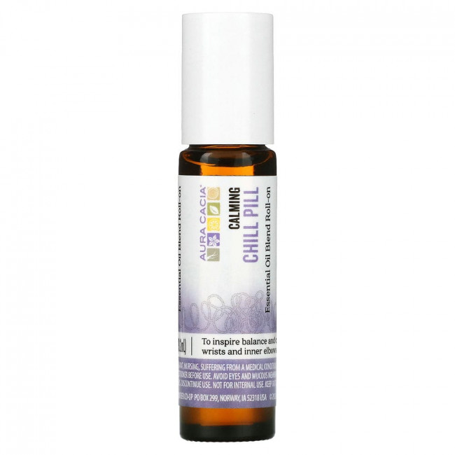 Aura Cacia, смесь эфирных масел, расслабляющее действие, с шариковым аппликатором, успокаивающий эффект, 9,2 мл (3,1 жидк. унции)