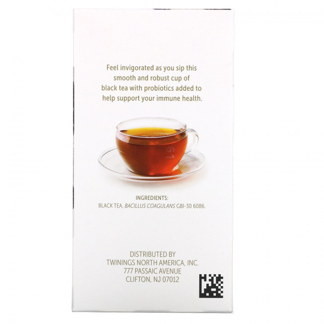 Twinings, Probiotics Black Tea, English Breakfast, 18 чайных пакетиков, 45 г (1,59 унции)