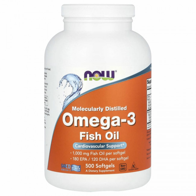 NOW Foods, жирные кислоты омега-3, 180 ЭПК / 120 ДГК, 500 капсул NOW Foods, жирные кислоты омега-3, 180 ЭПК / 120 ДГК, 500 капсул