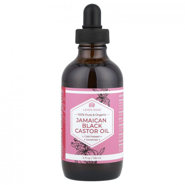 Leven Rose, 100% чистое и органическое ямайское черное касторовое масло, 118 мл (4 жидких унции) Leven Rose, 100% чистое и органическое ямайское черное касторовое масло, 118 мл (4 жидких унции)