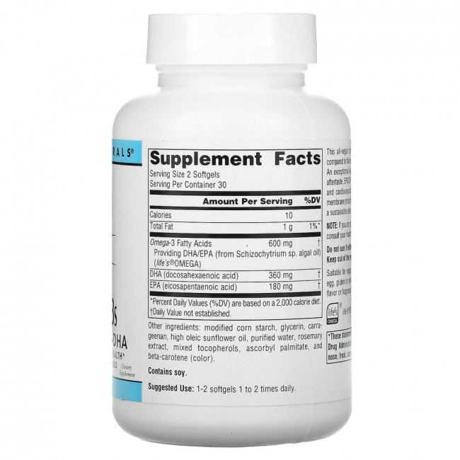 Source Naturals, Веганская Омега 3S, ЭПК-ДГК, 300 мг, 60 веганских мягких таблеток Source Naturals, Веганская Омега 3S, ЭПК-ДГК, 300 мг, 60 веганских мягких таблеток