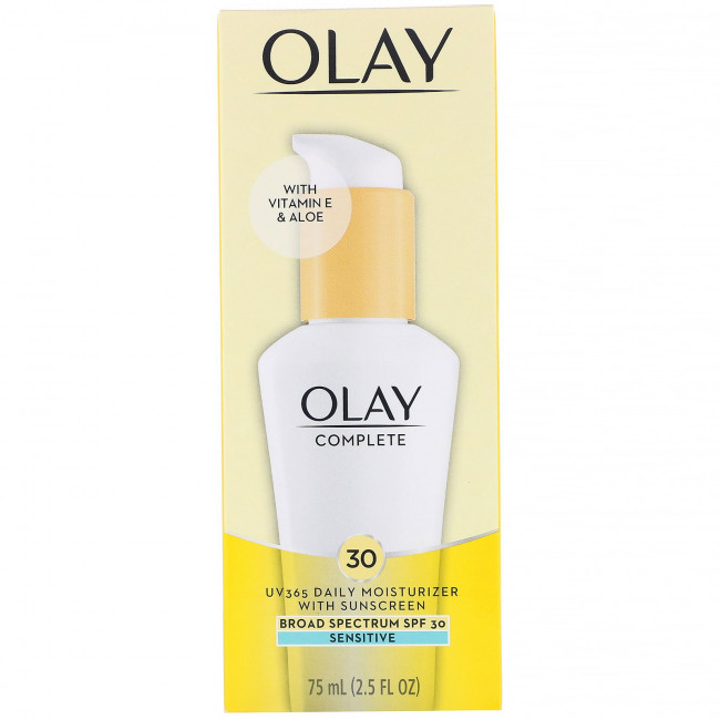 Olay, Complete, UV365, дневное увлажняющее средство, SPF 30, для чувствительной кожи, 75 мл (2,5 жидк. унции) Olay, Complete, UV365, дневное увлажняющее средство, SPF 30, для чувствительной кожи, 75 мл (2,5 жидк. унции)