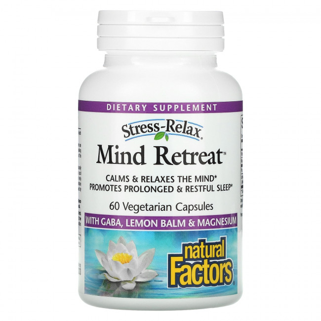 Natural Factors, Stress-Relax, Mind Retreat, 60 вегетарианских капсул Natural Factors, Stress-Relax, Mind Retreat, 60 вегетарианских капсул