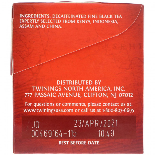 Twinings, 100% чистый черный чай, английский завтрак, без кофеина, 25 чайных пакетиков, 50 г (1,76 унции) Twinings, 100% чистый черный чай, английский завтрак, без кофеина, 25 чайных пакетиков, 50 г (1,76 унции)