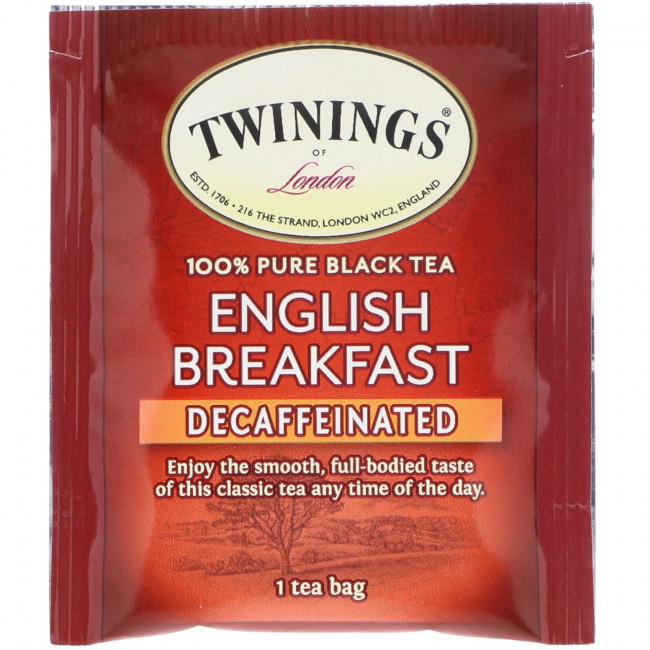Twinings, 100% чистый черный чай, английский завтрак, без кофеина, 25 чайных пакетиков, 50 г (1,76 унции) Twinings, 100% чистый черный чай, английский завтрак, без кофеина, 25 чайных пакетиков, 50 г (1,76 унции)