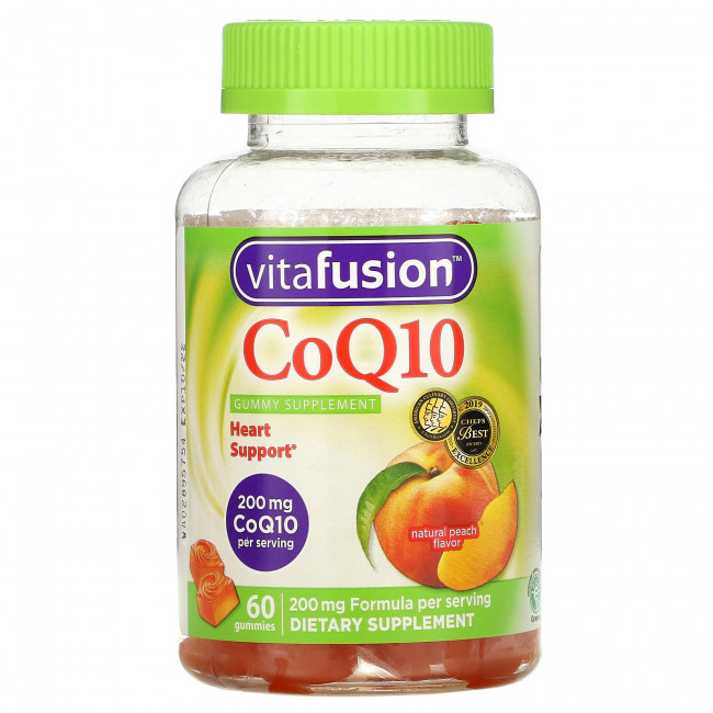 VitaFusion, коэнзим Q10, со вкусом натурального персика, 100 мг, 60 жевательных конфет VitaFusion, коэнзим Q10, со вкусом натурального персика, 100 мг, 60 жевательных конфет