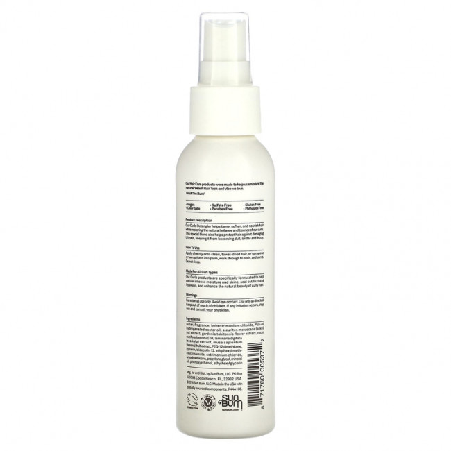 Sun Bum, Detangler, для всех типов локонов, 118 мл (4 жидк. Унции)