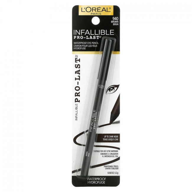 L'Oreal, Водостойкий карандаш для глаз Infallible Pro-Last, оттенок 940 «Коричневый», 1,2 г L'Oreal, Водостойкий карандаш для глаз Infallible Pro-Last, оттенок 940 «Коричневый», 1,2 г