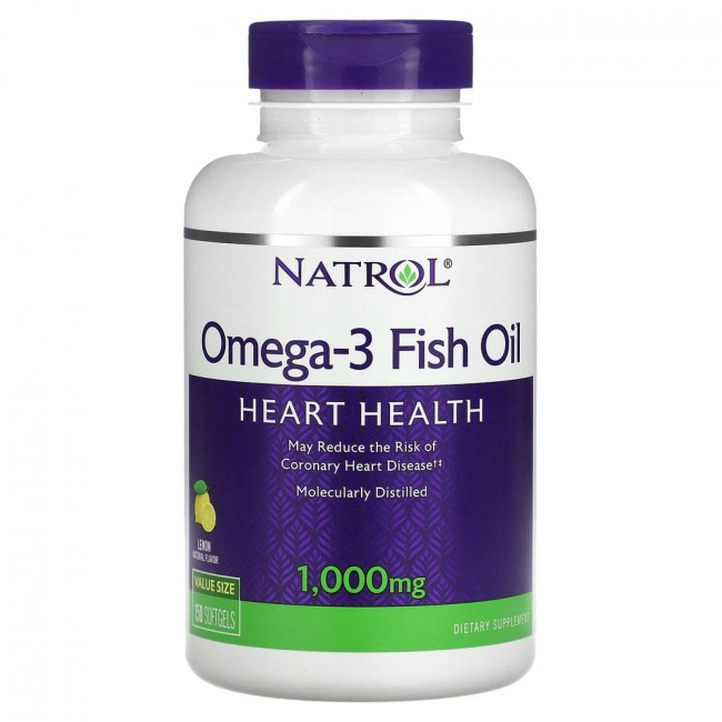 Natrol, рыбий жир омега-3, натуральный лимонный вкус, 1000 мг, 150 мягких таблеток Natrol, рыбий жир омега-3, натуральный лимонный вкус, 1000 мг, 150 мягких таблеток