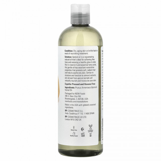 NOW Foods, Solutions, Apricot Oil, 16 жидких унций (473 мл) NOW Foods, Solutions, Apricot Oil, 16 жидких унций (473 мл)