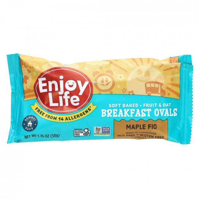 Enjoy Life Foods, Овальные мягкие печенья с фруктами и овсянкой, клен и инжир, 5 штук, 50 г (1,76 унции) каждое Enjoy Life Foods, Овальные мягкие печенья с фруктами и овсянкой, клен и инжир, 5 штук, 50 г (1,76 унции) каждое
