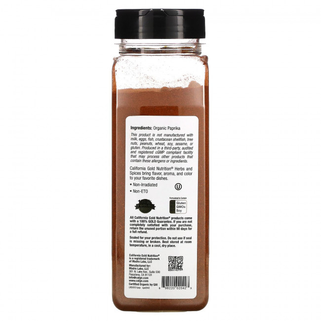 California Gold Nutrition, ПРОДУКТЫ — органическая паприка, молотая, 538 г (19 унций) California Gold Nutrition, ПРОДУКТЫ — органическая паприка, молотая, 538 г (19 унций)