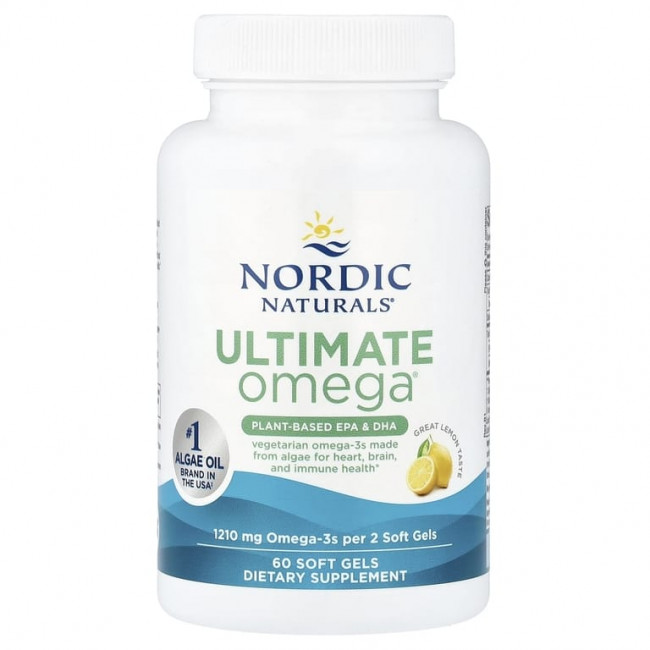 Nordic Naturals, Ultimate Omega®, растительные ЭПК и ДГК, со вкусом лимона, 60 капсул (605 мг в 1 капсуле) Nordic Naturals, Ultimate Omega®, растительные ЭПК и ДГК, со вкусом лимона, 60 капсул (605 мг в 1 капсуле)