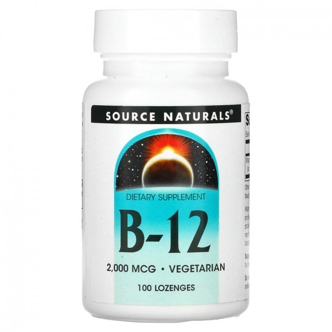 Source Naturals, B-12, 2000 мкг, 100 леденцов Source Naturals, B-12, 2000 мкг, 100 леденцов