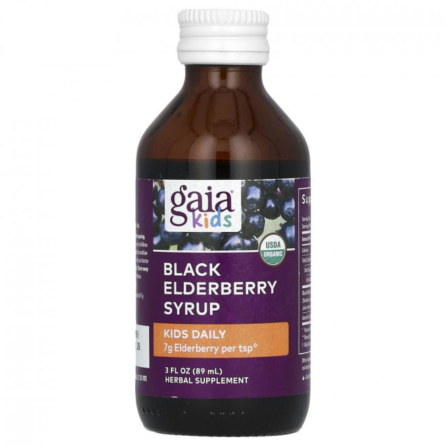 Gaia Herbs, Kids, сироп из черной бузины, 89 мл (3 жидк. унции)