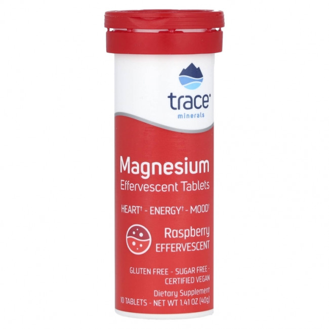 Trace Minerals ®, шипучие таблетки с магнием, со вкусом малины, 8 туб, по 10 таблеток в каждом Trace Minerals ®, шипучие таблетки с магнием, со вкусом малины, 8 туб, по 10 таблеток в каждом